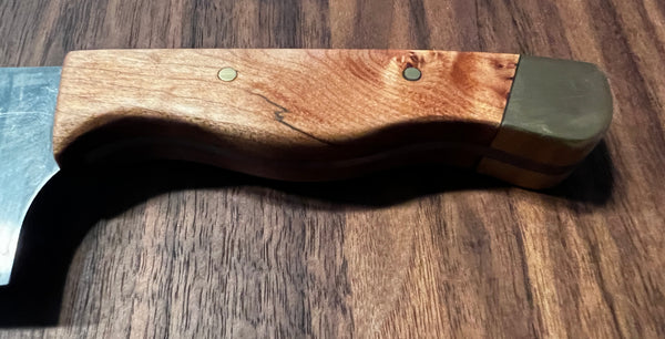 8 inch Chef’s Knife - Curly Maple & Brass